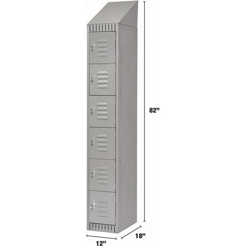 Lockers - 6, 1, 2, 3, 12", 18", 82", 11", 9-7/8", Grey, Steel, Slope, Unfinished, Knocked Down, Non-Perforated, 1 Year Limited - Image 2
