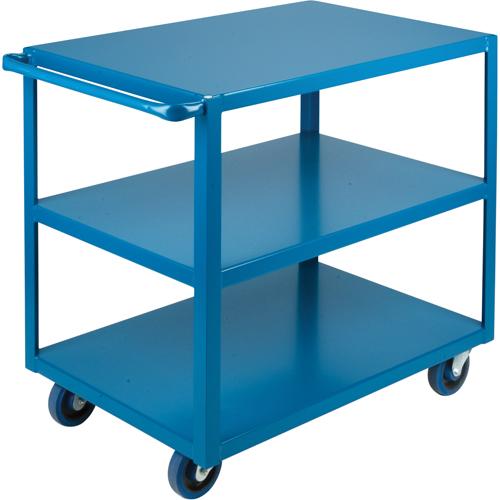 Heavy-Duty Shelf Carts - 3, 24", 36", 39", Steel, All-Welded, Lip Down, Rubber, 1200 lbs., 24" W x 39" D x 36" H, 24" W x 36" L, Blue, 12"