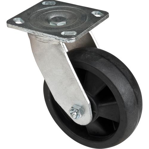 Hi-Temp Caster - 6" (152.4 mm), 8" (203.2 mm), 880 lbs. (399 kg.), Nylon, Swivel, Steel, 1-3/4" (44.5 mm), 2-5/8" x 3-5/8" (66.67 mm x 92.07 mm) - 3" x 3" (76.2 mm x 76.2 mm), 7/16" (11 mm), 4" x 4-1/2" (102 mm x 114 mm)