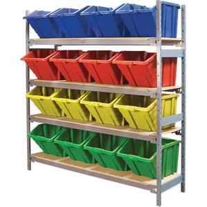 Wide Span Shelving with Jumbo Plastic Bins - 010-LUO212
