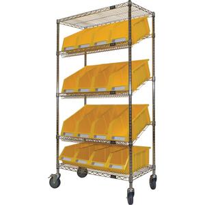 Slanted Wire Shelf Cart with Bins - 010-LUQ935