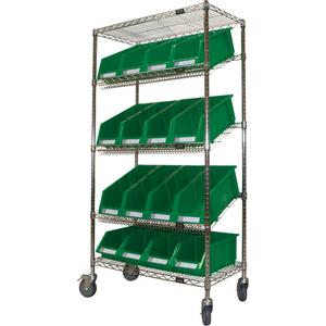 Slanted Wire Shelf Cart with Bins - 010-LUQ936