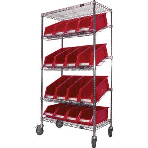 Slanted Wire Shelf Cart with Bins - 010-LUQ937