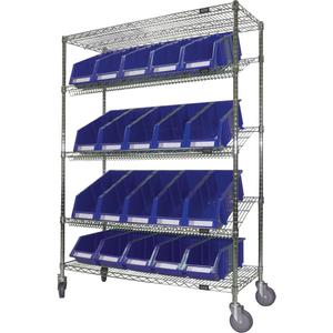 Slanted Wire Shelf Cart with Bins - 010-LUQ938
