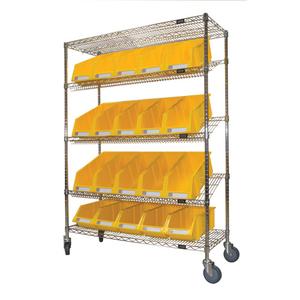 Slanted Wire Shelf Cart with Bins - 010-LUQ939