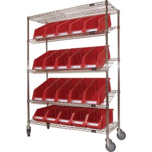 Slanted Wire Shelf Cart with Bins - 010-LUQ931
