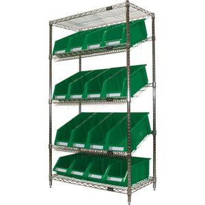 Slanted Wire Shelf with Bins - 010-LUQ993