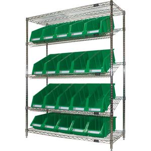 Slanted Wire Shelf with Bins - 010-LUQ997