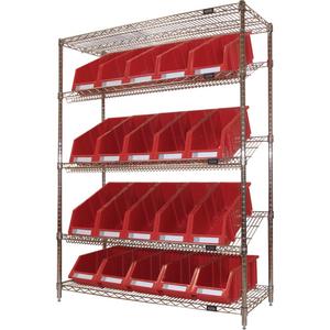 Slanted Wire Shelf with Bins - 010-LUQ998