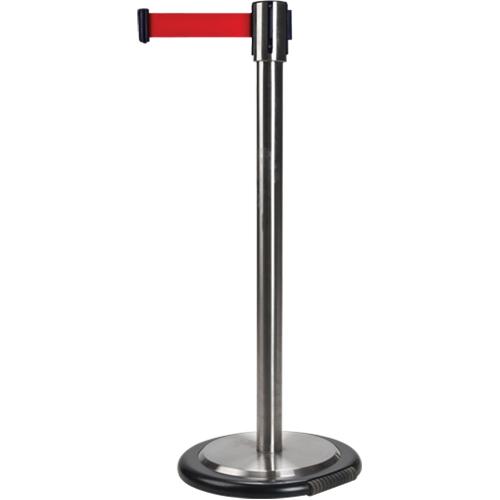 Free-Standing Crowd Control Barrier - 35", Steel, Stainless, Red, Black, Yellow, 12', Blank, 35", 11' 6", 1 Year Limited