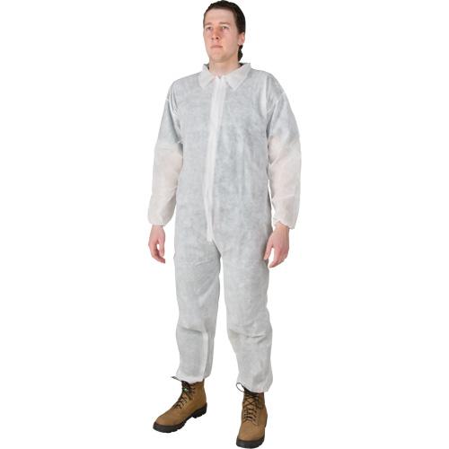 Coveralls - Polypropylene, Medium, Large, X-Large, 2X-Large, 3X-Large, 4X-Large, 5X-Large, White, Standard Coveralls, Coverall, 50 Coveralls, 1.33 oz/yd² (45 g/m²)