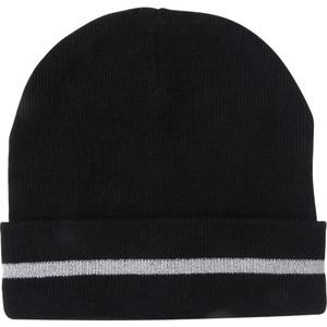 Knit Hat with Silver Reflective Stripe - 010-LVJM438