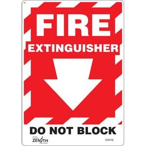 "Fire Extinguisher Do Not Block" with Down Arrow Sign - 010-LVJP439