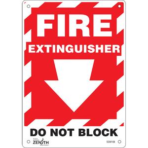 "Fire Extinguisher Do Not Block" with Down Arrow Sign - 010-LVJP431