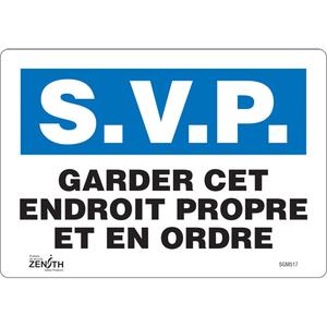 "Garder cet Endroit Propre" Sign - 010-LVJP840