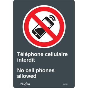 "Téléphone cellulaire interdit /No Cell Phones" Sign - 010-LVJS625