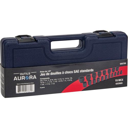 SAE Socket Set - 1/2", Impact, Standard, 19, 6, 3/8"; 7/16"; 1/2"; 9/16"; 5/8"; 11/16"; 3/4"; 13/16"; 7/8"; 15/16"; 1"; 1-1/16"; 1-1/8"; 1-3/16"; 1-1/4"; 1-5/16"; 1-3/8"; 1-7/16"; 1-1/2" - Image 2