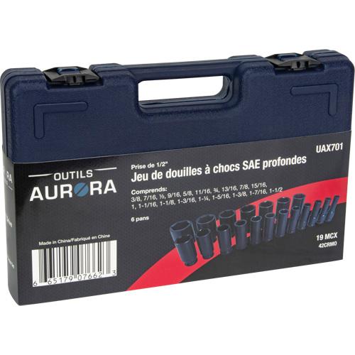 SAE Socket Set - 1/2", Impact, Deep, 19, 6, 3/8"; 7/16"; 1/2"; 9/16"; 5/8"; 11/16"; 3/4"; 13/16"; 7/8"; 15/16"; 1"; 1-1/16"; 1-1/8"; 1-3/16"; 1-1/4"; 1-5/16"; 1-3/8"; 1-7/16"; 1-1/2" - Image 2