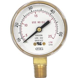 Pressure Gauges - 2", 0-50 SCFH, Bottom Mount, Analogue, Steel Case, 1/4"