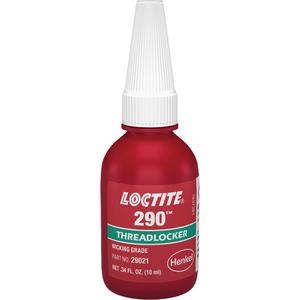 Threadlocker 290 Wicking Grade - 10 ml, 50 ml, Bottle, Medium-High, 20 min., 24 hrs., Green, 90 in. lb. / 260 in. lb.