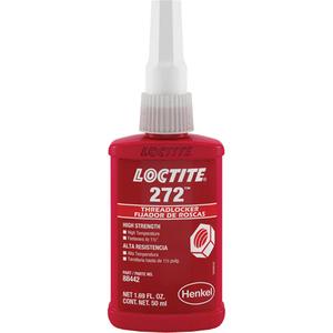 Threadlocker 272 High Temperature - 50 ml, 250 ml, Bottle, High, 60 min., 24 hrs., Red, 200 in. lb. / 220 in. lb.