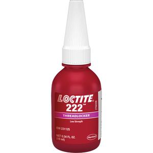 Threadlocker 222 Small Screw - 10 ml, 50 ml, Bottle, Low, 20 min., Purple, 53 in. lb. / 30 in. lb.
