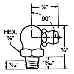 Lubrication Bulk Fittings - 90°, 3/4", 13/64", 3/8"