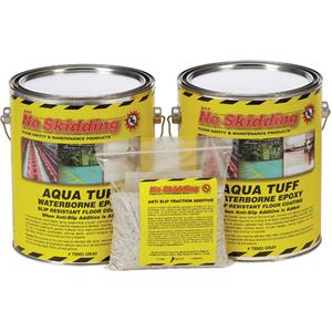 No Skidding® Aqua Tuff Slip-Resistant Floor Coating - Kit, Clear, 1 gal., 1 gal., Water-Based