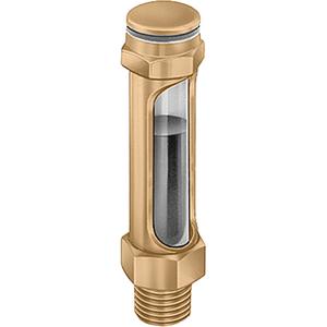 Brass Liquid Level Gauges - Straight - 3-3/8", Threaded, 225°F (107.22° C), 1/2", 1/8, Buna-N, Glass