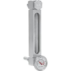 Aluminum Liquid Level Gauge - 10", Threaded, 205°F (96.11° C), Aluminum, With thermometer, 125 PSI maximum @ 72Â°F (Round),175 PSI maximum (Alum.), Buna-N