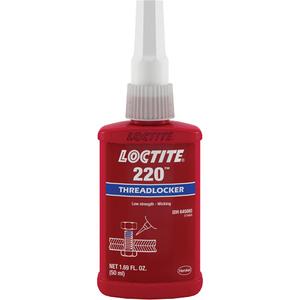 Threadlocker 220 - 50 ml, 250 ml, Bottle, Medium, 6 min., 24 hrs., Blue, 85 in. lb. / 170 in. lb.