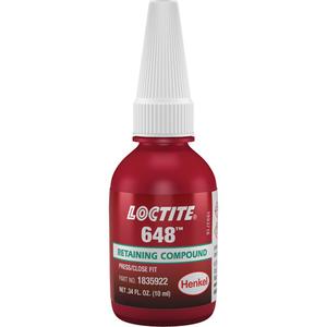 648™ High Strength/Rapid Cure Retaining Compounds - 10 ml, 250 ml, Bottle, 5 min., 24 hrs., Green, High, 3 minutes, 3900 psi, 0.006"