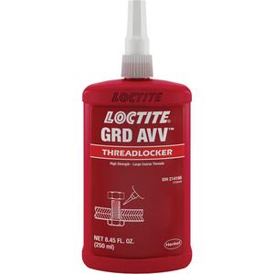 Letter Grade AVV Threadlocker - 250 ml, Bottle, High, 10 min., 72 hrs., Red, 240 lbs. / 250 lbs.