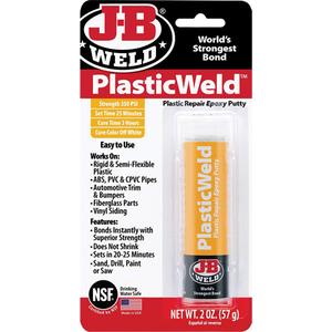 PlasticWeld Epoxy - 2 oz., Stick, Off-White, 3 Hours, 350 PSI, 25 Minutes