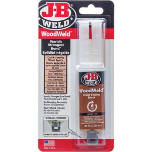 WoodWeld Adhesive - 25 ml, Syringe, Tan, 6 min., 3 hrs., Two-Part, 1800 PSI
