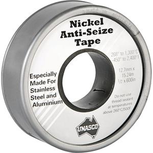 Nickel Anti-Seize Tape - 1/2", 15m, Silver, '-450˚F to +500˚F
