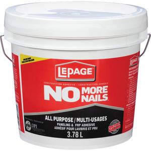 No More Nails® All-Purpose Construction Adhesive - 3.78 L, Tube, Clear, 15 min., 14 days