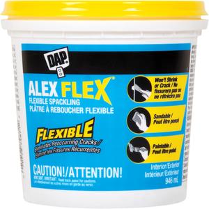 Alex Flex® Flexible Spackling - 946 ml, Plastic Container, White