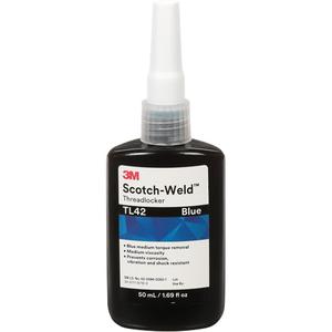 Scotch-Weld™ Threadlocker TL42 - 50 ml, Bottle, Medium, 24 Hours @ 72 F (22 C), Blue, 70 lbs. / 160 lbs., 149°C/300°F