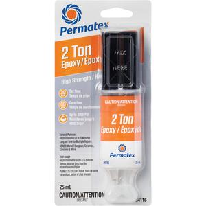 2 Ton Epoxy - 25 ml, Syringe, Clear, 20 min., 1 hrs., Two-Part, 3400 PSI