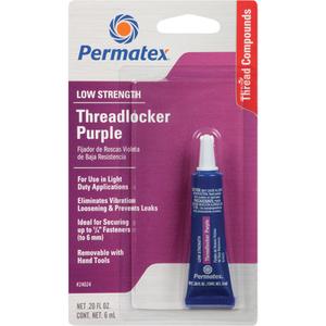 Threadlocker - 6 ml, Tube, Low, 20 min., 24 hrs., Purple