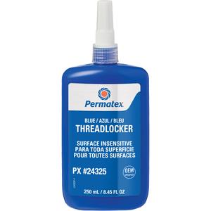 Surface Insensitive Threadlocker - 250 ml, Bottle, High, 20 min., 24 hrs., Blue, 220 in. lb. / 88 in. lb.