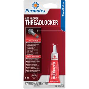 Permanent Strength Threadlocker - 6 ml, Tube, High, 20 min., 24 hrs., Red