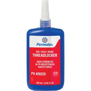 Permanent Strength Threadlocker - 250 ml, Bottle, High, 20 min., 24 hrs., Red