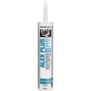 Alex Plus® All Purpose Acrylic Latex Caulk Plus Silicone - 300 ml, White, Cartridge, 40 Years