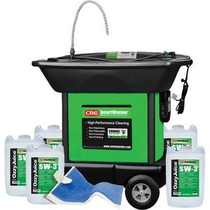 SmartWasher SW-337 Mobile Heavyweight Part Washer Kit - 55", 48", 42", Plastic, (1) SW-37 SmartWasher® Unit; (5) 5-Gallon jugs of OzzyJuice® SW-3 Truck Grade Degreasing Solution; (1) FL-4 OzzyMat® Multi-Layer Fluid Activation Mat