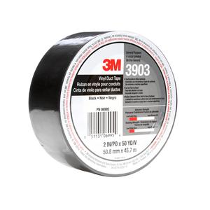 3903 Vinyl Duct Tape - 1245 mm (49"), 76 mm (3"), 48 mm (2"), 49" (4.08'), 46 m (151'), 6.5 mils, Black