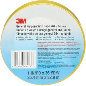 764 General-Purpose Vinyl Tape - 25.4 mm (1"), 50.8 mm (2"), 32.9 m (108'), 5 mils, Yellow