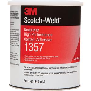 Neoprene High-Performance Contact Adhesive - 32 fl. oz., 5 gal., 5 oz., Can, Grey, 30 min.