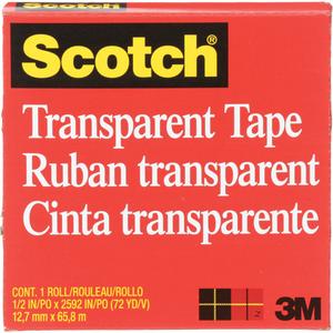 Scotch® Light-Duty Packaging Tape - 12 mm (1/2"), 66 m (216')